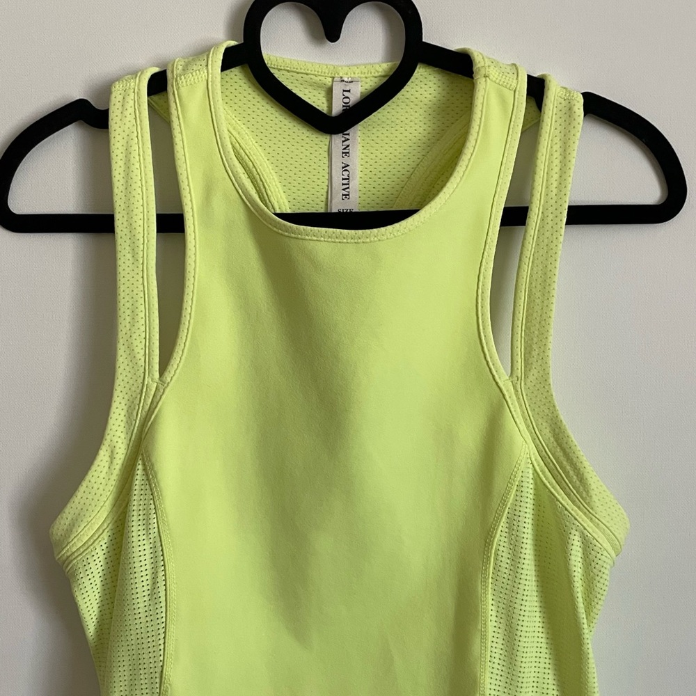 Lorna Jane Fluorescent Yellow Racerback Athletic Tank Top Size L - Picture 4 of 13